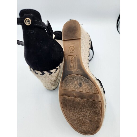 circus by sam edelman espadrilles black velvet strappy sz 9.5 Wedge - Picture 5 of 5